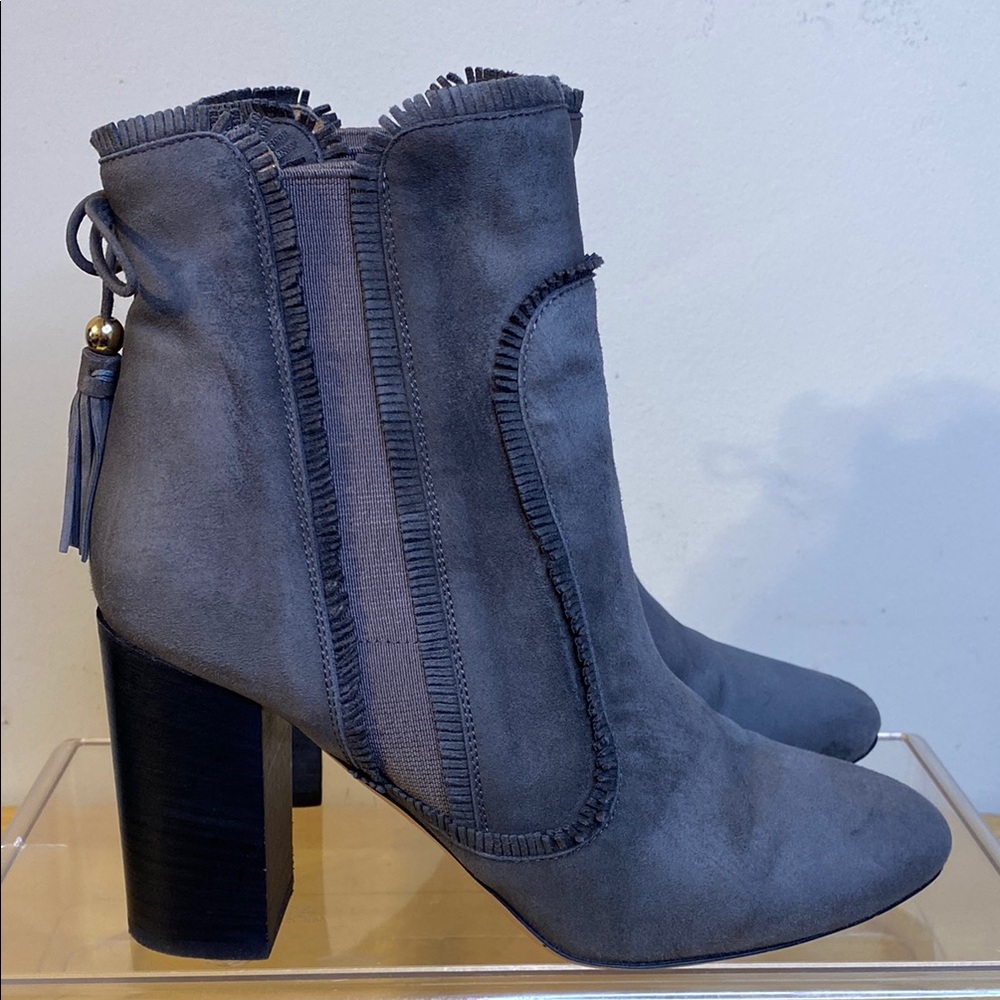 Aquazzura Firenze Gray Suede Ankle Boots Size 37 - Picture 10 of 12
